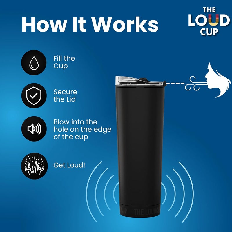 Loud Cup The LoudCup Reusable Water Bottle – 2-in-1 Travel Tumbler & Noisemaker – BPA-Free, Blow Horn & Cup with Slide Lid – Perfect for Sports Events, Game Day, Tailgating & Parties - Image 2